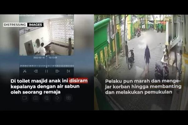 Viral CCTV Bocah Dibully Saat Bersihkan Toilet Masjid. (Instagram/@kamerapengawas.id)