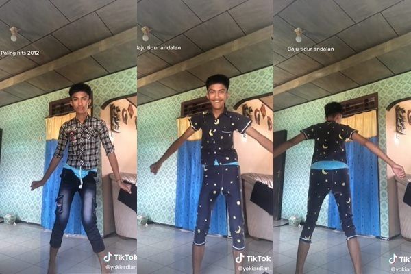 Viral Cowok Joget Pakai Baju Masa Kecil Bikin Warganet Bengek. (TikTok)