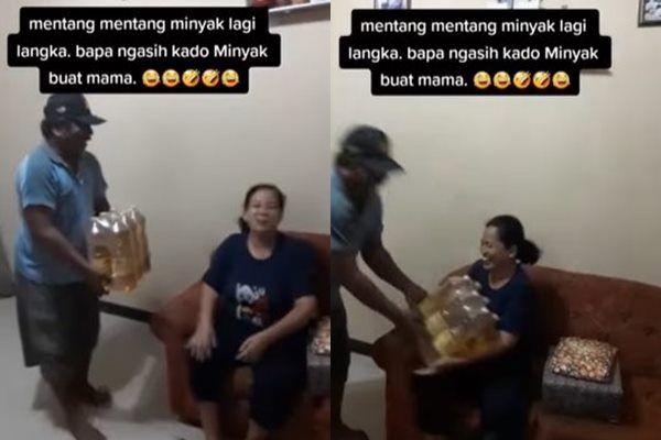 Viral Suami Beri Hadiah Minyak Goreng Satu Pack Buat Istri. (Instagram/@dunia_kaumhawa)