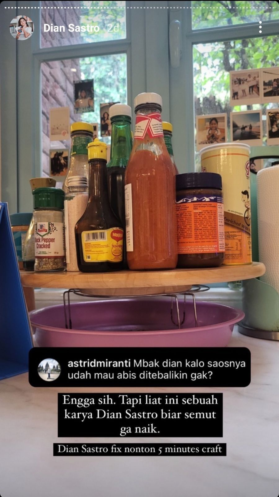 Tempat Bumbu yang Diletakkan tinggi di Atas Wadah Berair (Instagram)