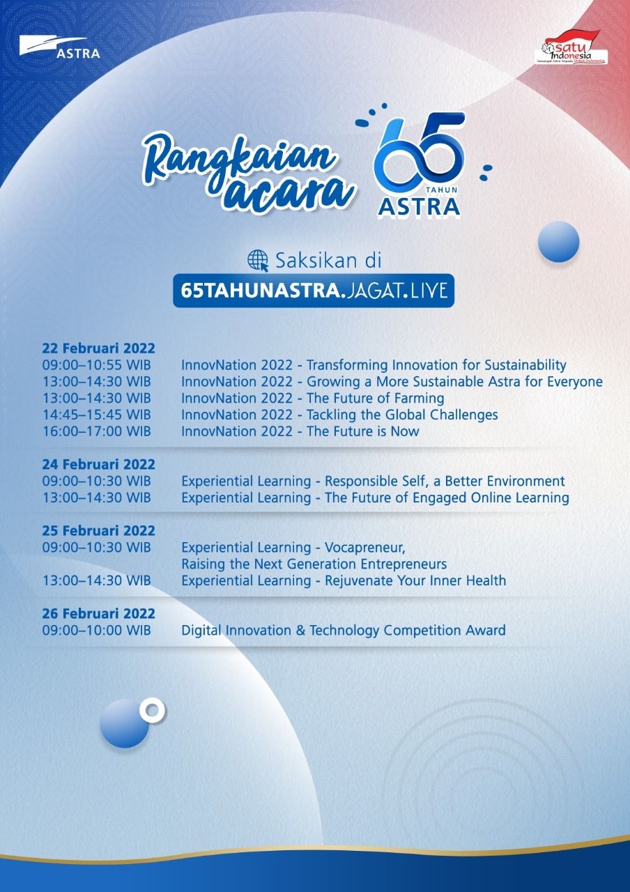 Daftar acara daring 65 Tahun Astra [PT Astra International Tbk].