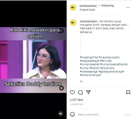 Doddy Sudrajat dinasihati Kiki Amalia (instagram.com)