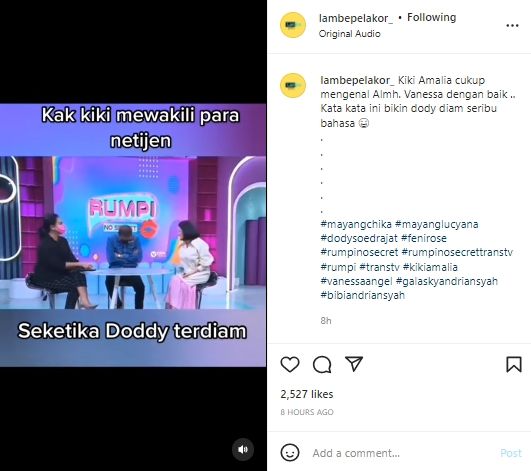 Doddy Sudrajat dinasihati Kiki Amalia (instagram.com)