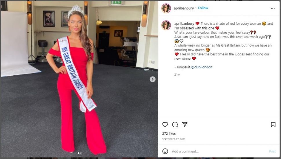 Ratu Kecantikan asal Inggris Curhat Menyerah Temukan Cinta (instagram.com/aprilbanbury)