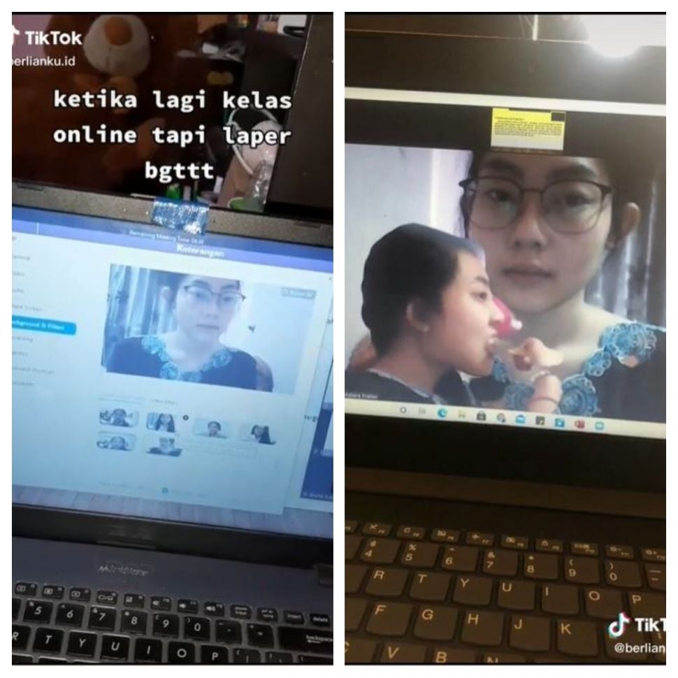 Insiden saat makan di kelas online (TikTok @ayaarawae)