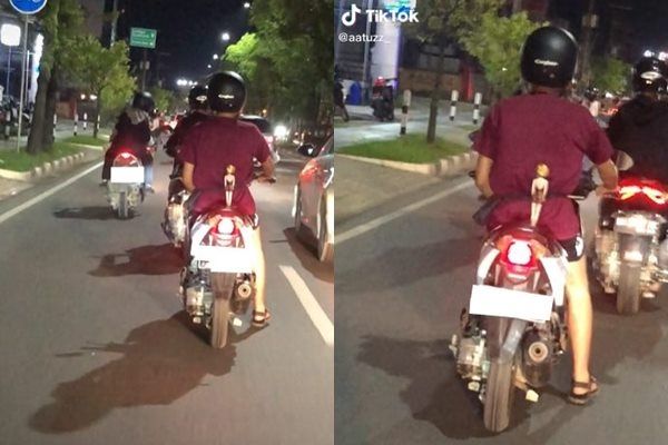 Viral Cowok Tempel Benda Ini di Jok Motor Bikin Geger. (TikTok)