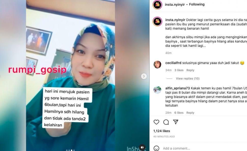 Video dokter yang menceritakan ibu hamil enam bulan kehilangan bayi [instagram]