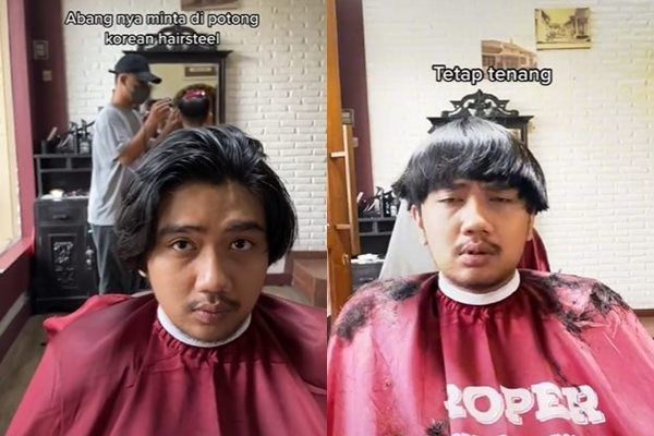 Viral Cowok Minta Potong Rambut Style Korea Berakhir Bikin Salfok. (TikTok)