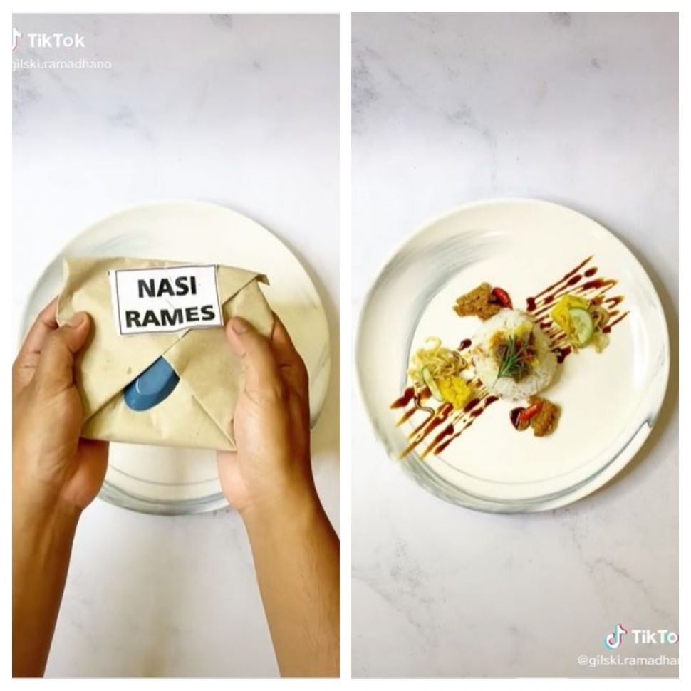 Nasi rames mewah (TikTok @gilski.ramadhano)