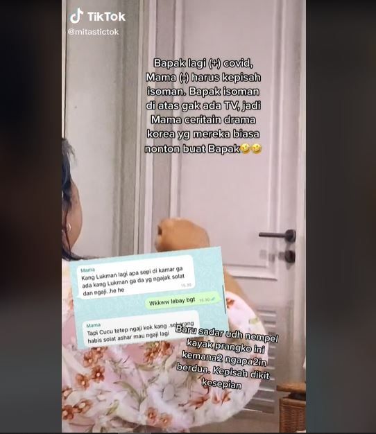 Pasangan Suami-Istri Terpisah karena Isoman, Saling Telepon untuk Cerita Drakor (tiktok.com/mitastictok)