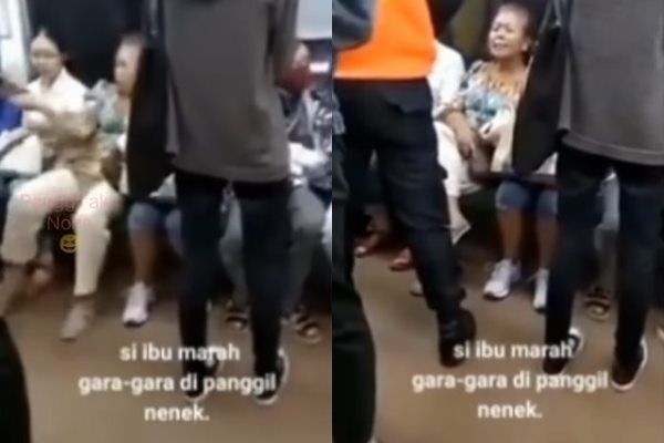 Viral Ibu Ngamuk Tendang Penumpang Kereta. (Instagram/@kamerapengawas.id)