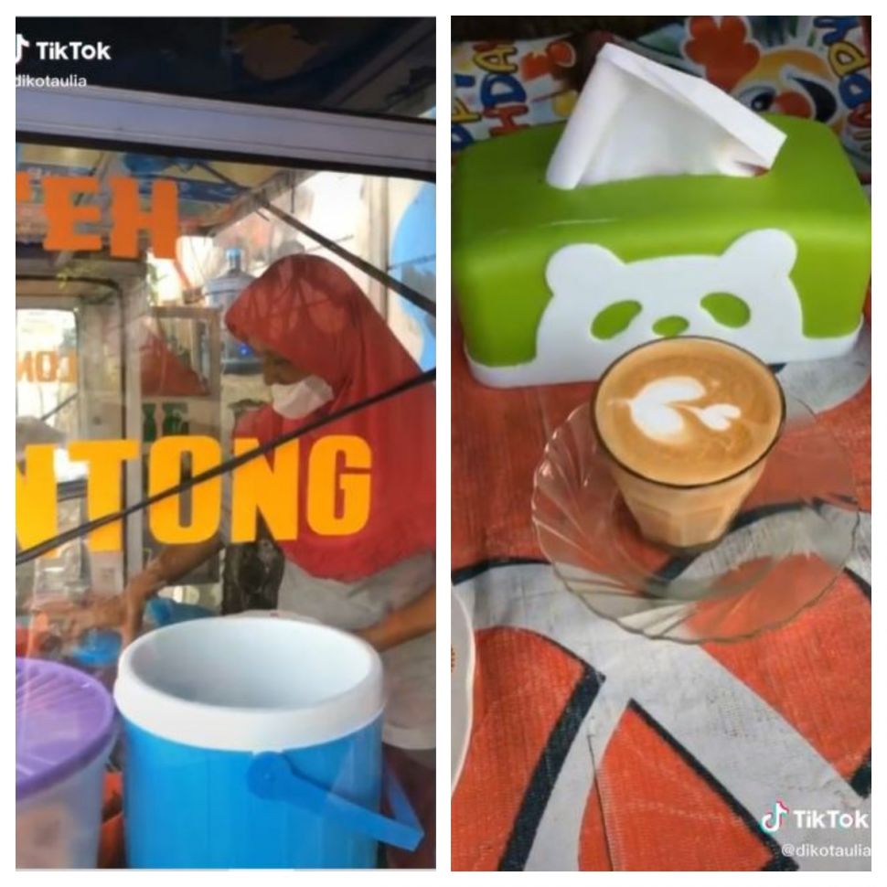 Latte art di warung nasi (TikTok @dikotaulia)