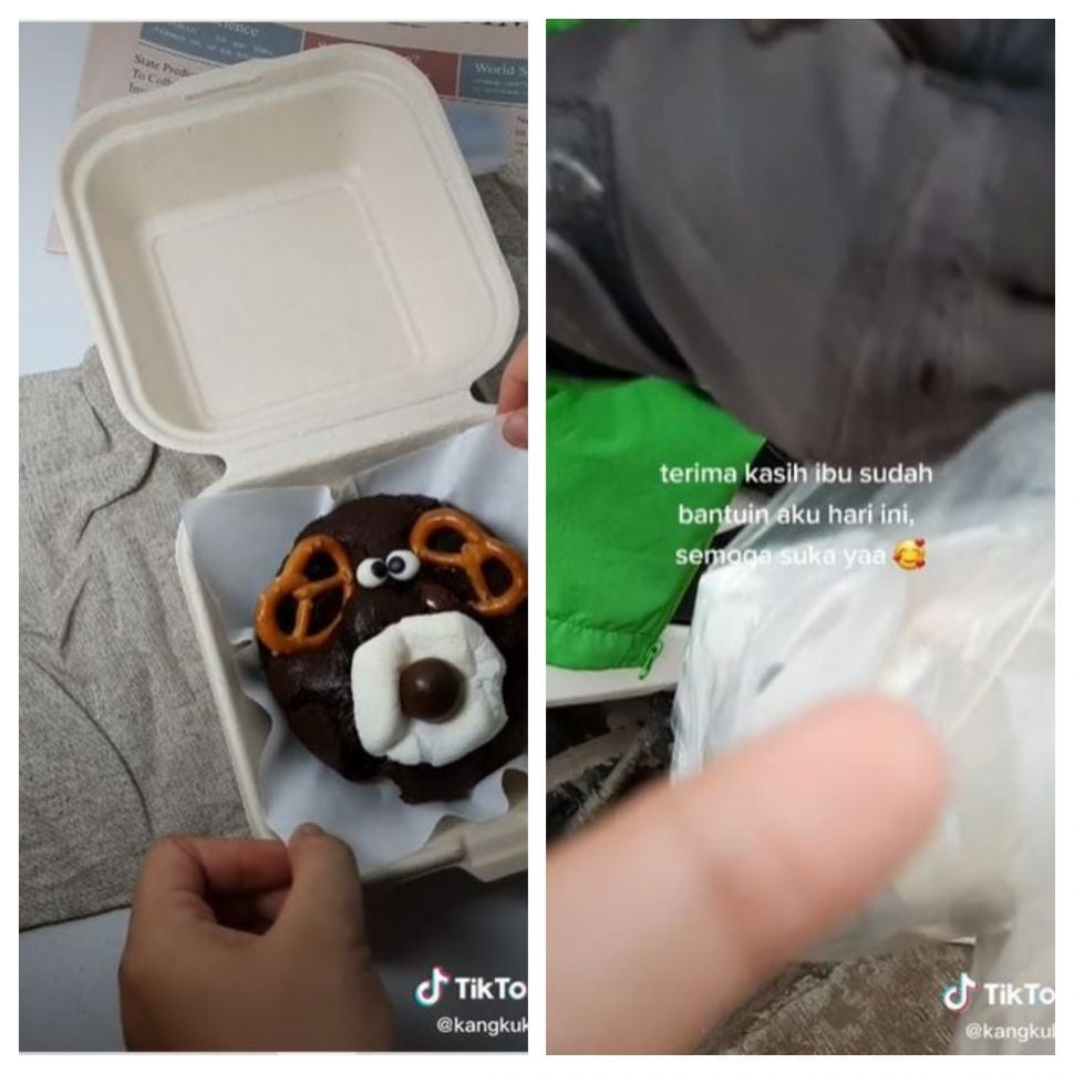 Beri cookies ke driver ojol wanita (TikTok @kangkukis)