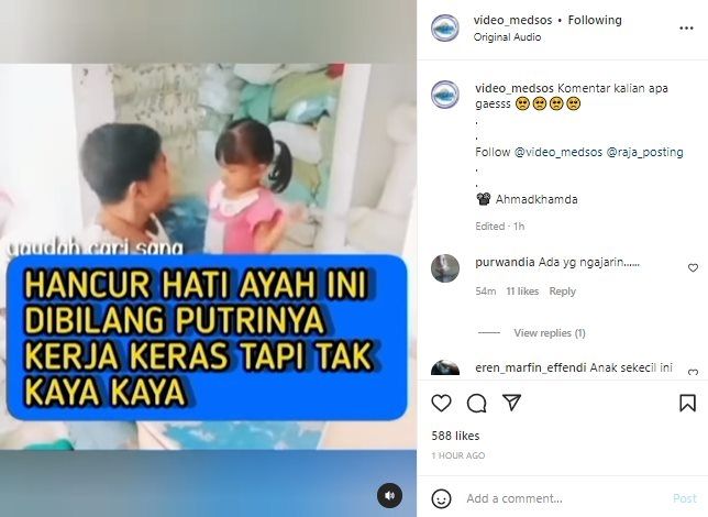 Viral Balita Amuk Ayah Karena Tak Kunjung Kaya. (Instagram/@video_medsos)