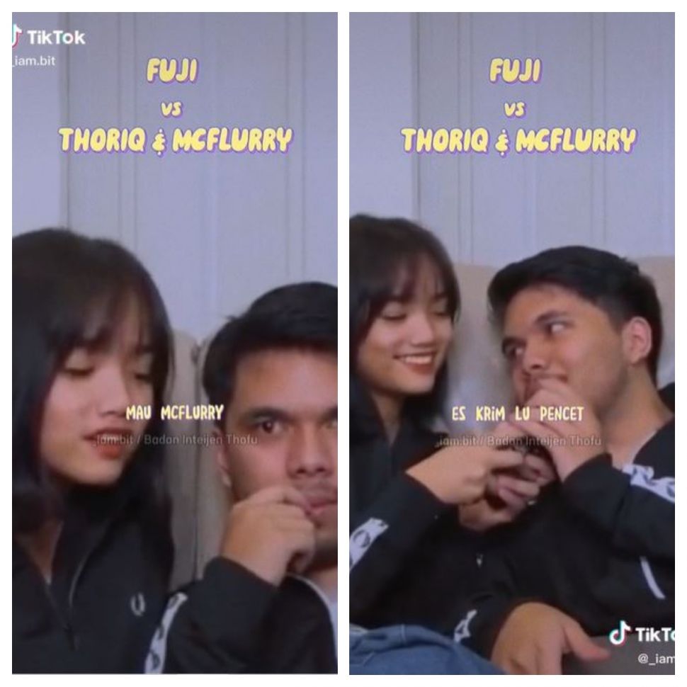 Fuji dan Thariq Halilintar soal es krim (TikTok @_iam.bit)