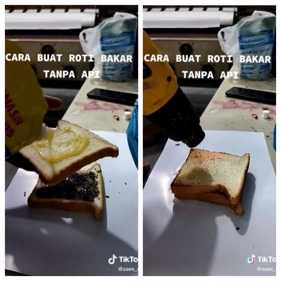 Roti bakar tanpa kompor (TikTok @saes_art)