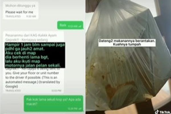 Viral Cowok Bete Orderan Makanan Tumpah Saat Pesan Via Ojol. (TikTok)