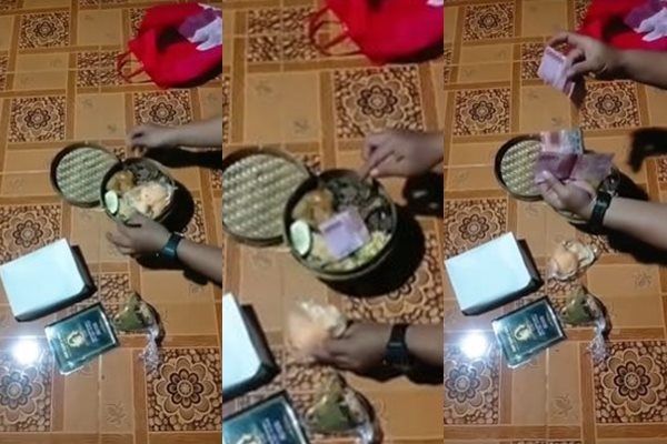 Viral Bapak-bapak Unboxing Isi Bancakan Tahlilan Bikin Geger. (Twitter/@jowoshitpost)