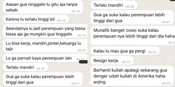 Viral Cowok Tuntut Pacar Resign dan DO Kuliah dari AS Bikin Emosi. (Twitter/@tubirfess)