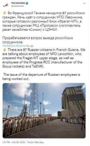 Cuitan soal penghentian peluncuran roket Soyuz. [Twitter]
