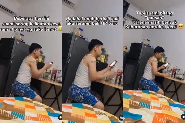 Viral Reaksi Suami Saat Dibelikan Istri iPhone Bikin Baper. (Instagram/@dunia_kaumhawa)