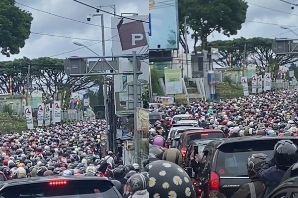 Warga Terjebak Macet Panjang Berjam-jam di Puncak (TikTok)