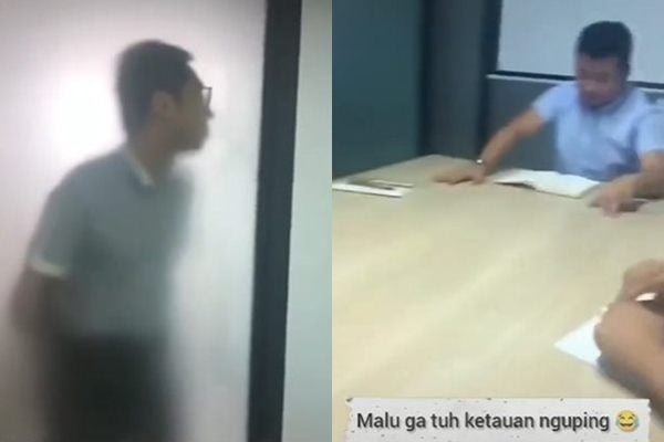 Viral Video Karyawan Terciduk Nguping Rapat Bos. (TikTok)