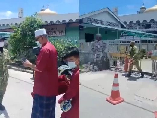 Insiden seorang pria kecewa ditolak memasuki masjid lantaran belum vaksin booster. (Facebook/Aris Ariwatan)