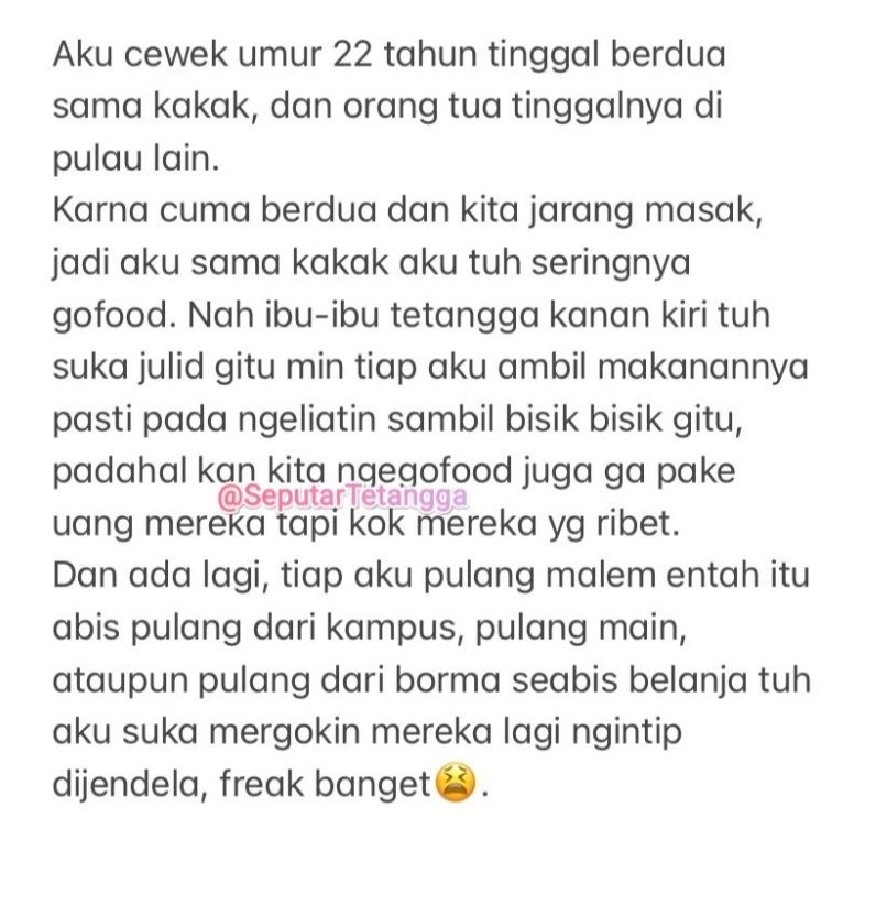 Viral Tetangga Julid, Bisik-bisik Tiap Beli Makanan Lewat Ojol (Twitter/@SeputarTetangga)