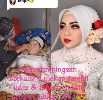 Mempelai Wanita Diduga Kesurupan Hingga Pingsan Tak Sadarkan Diri, MUA Rias Pengantin Saat Tidur. (TikTok/yunitanurwijayant)