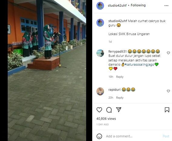 Viral Pidato Guru Minta Siswa Jaga Diri. (Instagram/@studio24uhf)