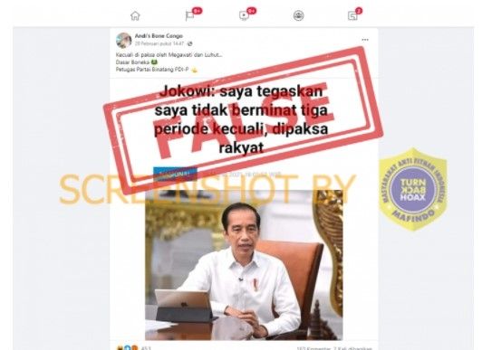 Cek Fakta Muncul Artikel Jokowi Tak Berminat Tiga Periode Kecuali