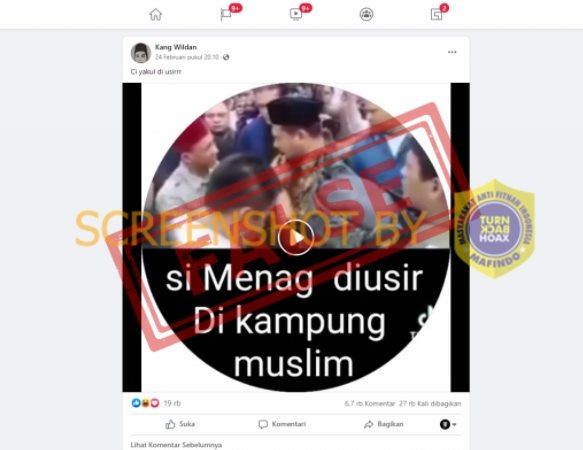 CEK FAKTA Viral Video Menag Yaqut Cholil Qoumas Diusir di Kampung Muslim. (Turnbackhoax.id)