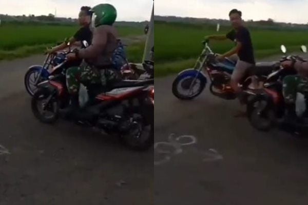 Viral Cowok Geber-geber Motor di Sawah Berakhir Kena Mental. (Twitter/@jowoshitpost)