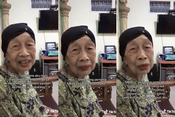 Pria Ini Ungkapkan Rasa Sayang ke Nenek, Jawaban Neneknya Bikin Warganet Terharu (tiktok/@sadboyskediri)