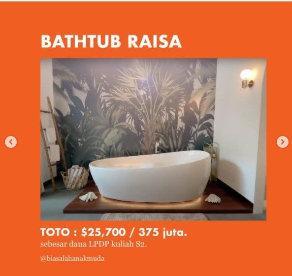 5 Barang Mewah Harga Selangit di Kediaman Artis: Bathtub Raisa Seharga Rumah Subsidi. (Dok: Instagram/Biasalahanakmuda)