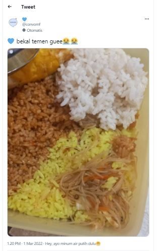 Isi bekal dengan 3 jenis nasi (TikTok @convomf)