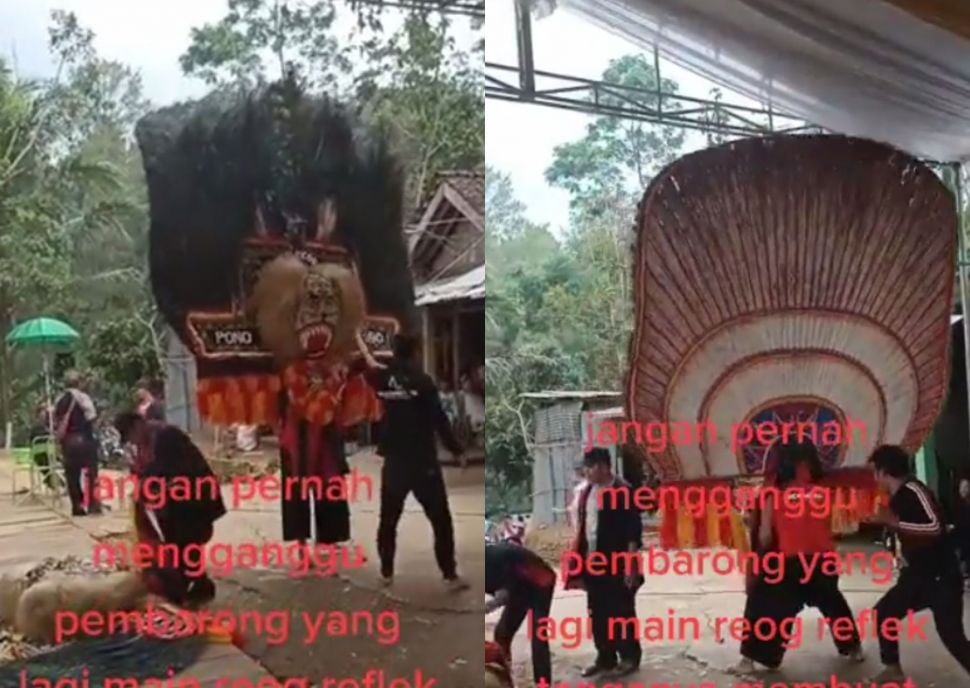 Jahili Penari Reog Ponorogo saat Atraksi, Pemuda ini Auto 'KO', Dikira Kesurupan, Ternyata... (Twitter/jowoshitpost)