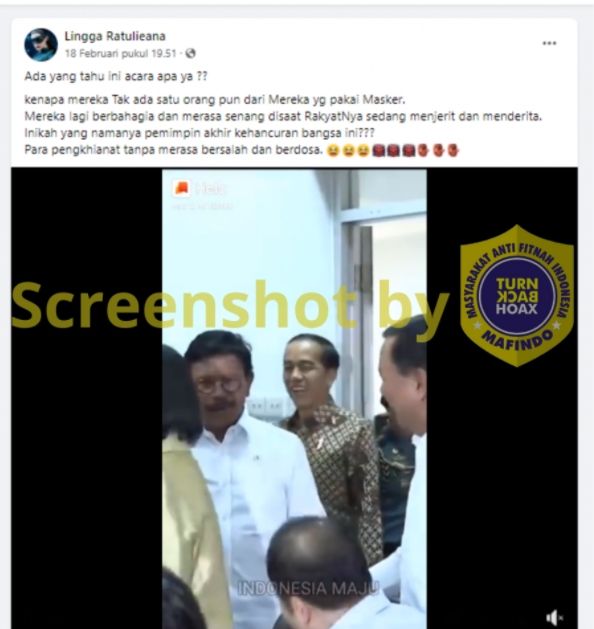 CEK FAKTA: Beredar Foto Presiden Joko Widodo dan Sejumlah Menteri Kumpul Tanpa Masker (Turnbackhoax)