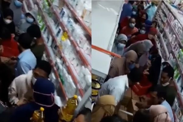 Pintu Supermarket Baru Dibuka, Warga Langsung Masuk Rebutan Minyak Goreng (Instagram/@bekasi.terkini)