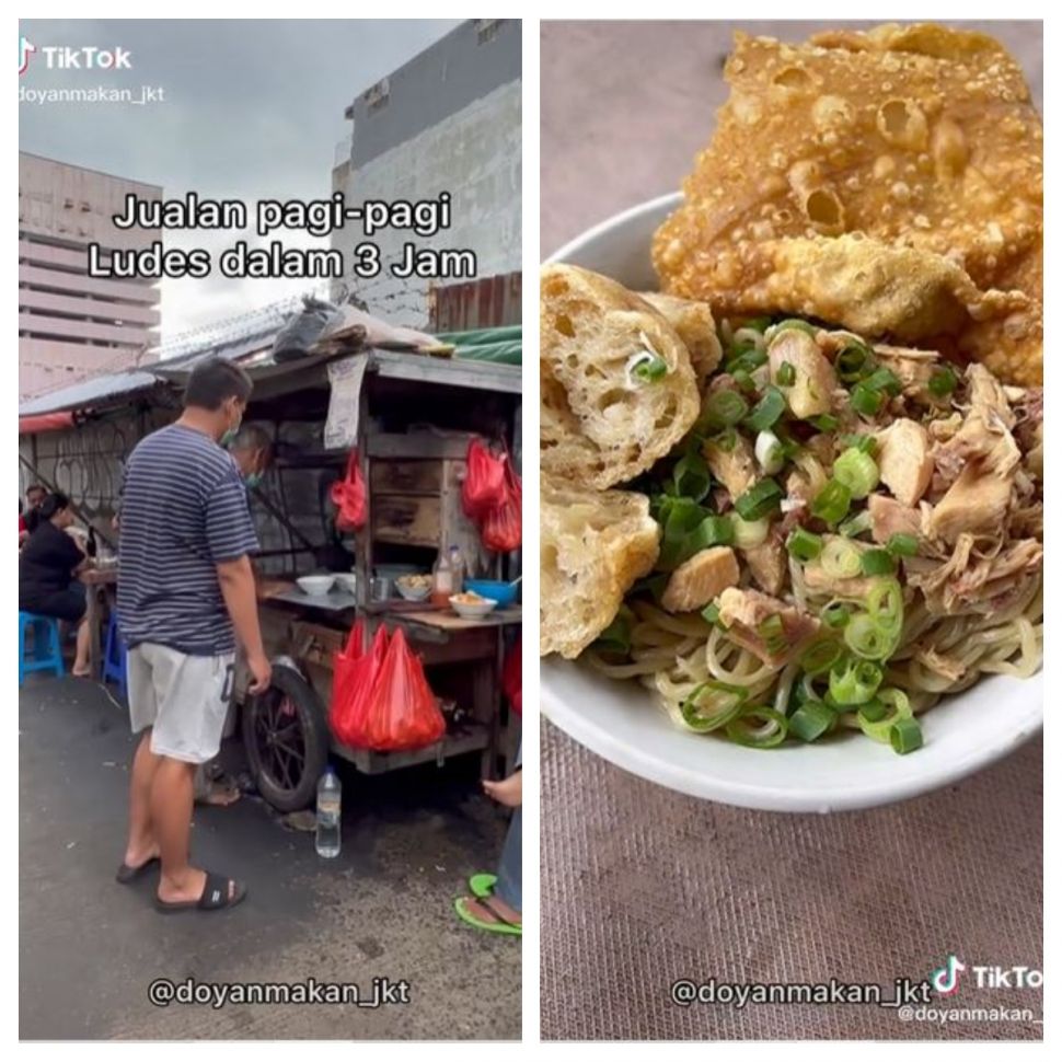 Jualan Pakai Gerobak Sederhana Bakmi Ayam Pedagang Kaki Lima Ini Laris