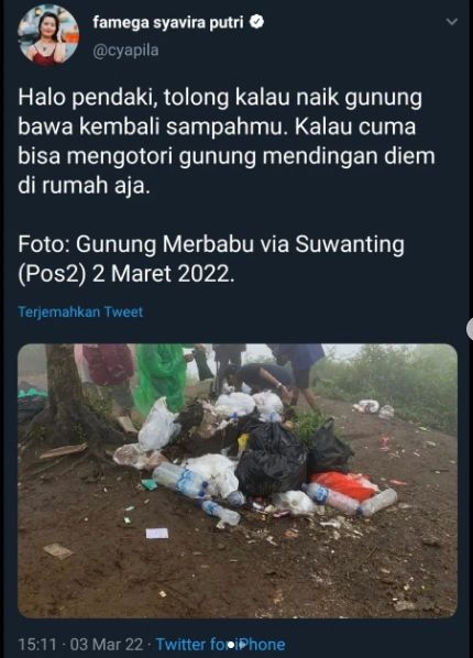 Sampah di pendakian merbabu (https://www.instagram.com/underc0ver.id/)