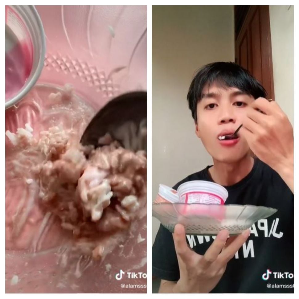 Makan es krim pakai nasi (TikTok @alamsss04)