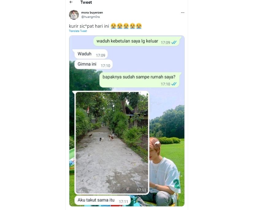 Seorang Kurir Bingung Enggan Antar Paket ke Depan Rumah Customer, Alasannya Karena Takut Hal ini. (Twitter/huangm0ra)