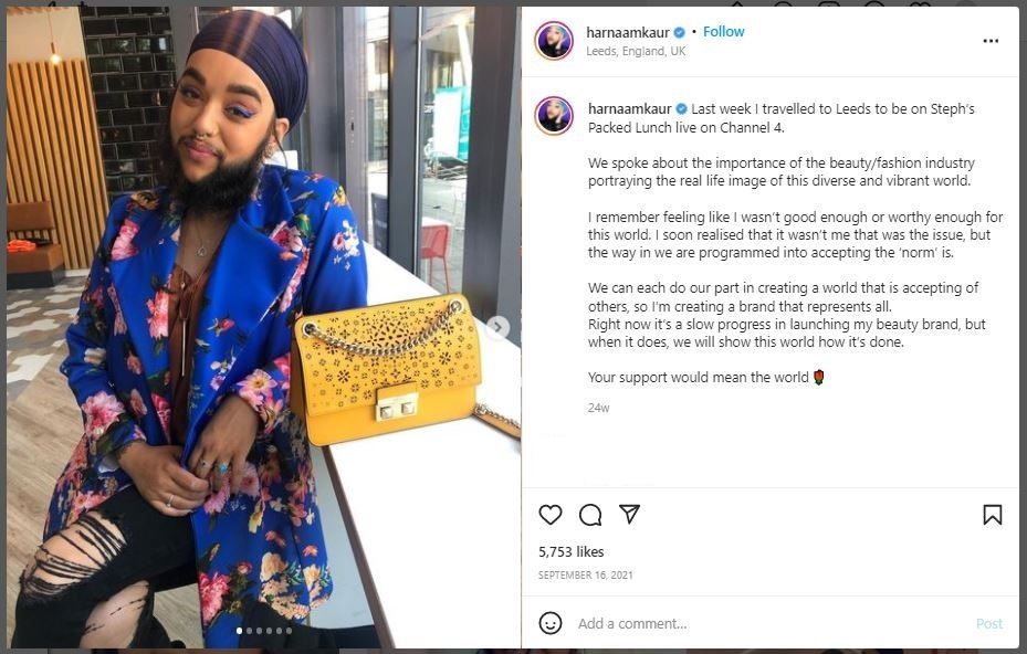 Harnaam Kaur, Wanita yang Memiliki Jenggot Lebat (instagram.com/harnaamkaur)