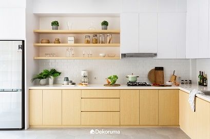 Desain Dapur Japandi Natural. (Dekoruma)