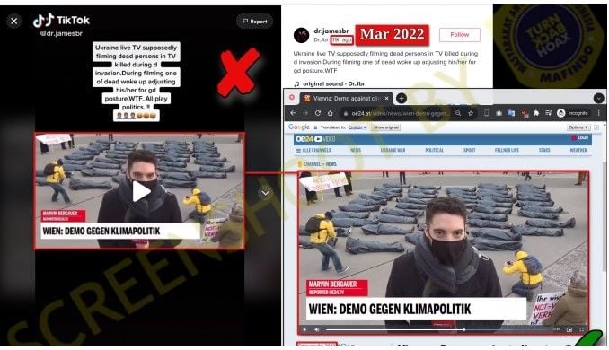 CEK FAKTA: Beredar Video Live TV Ukraina Merekam Orang Mati, Satu Mayat Bangun (Turnbackhoax)