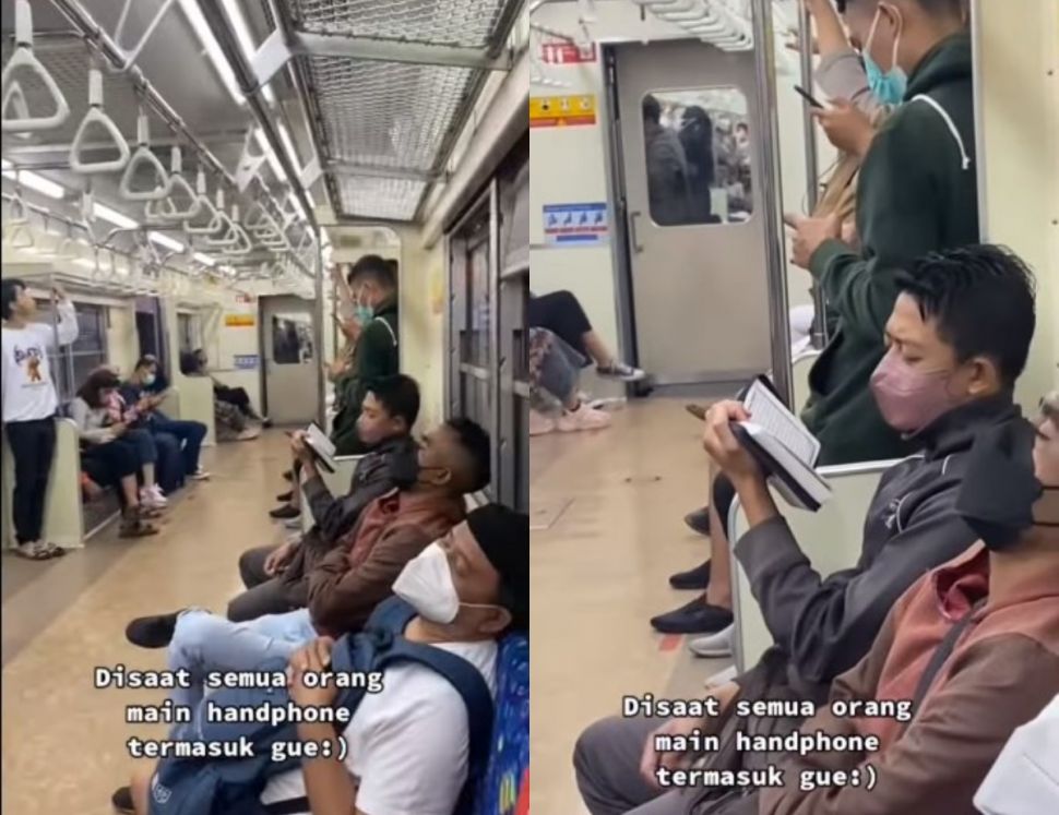 Pria membaca Al-Quran di kereta (instagram.com/underc0ver.id/)