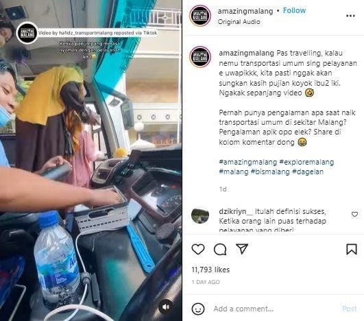 Viral Sopir Bus Kesengsem Ditawari Rombongan Emak-emak Jadi Mantu. (Instagram/@amazingmalang)