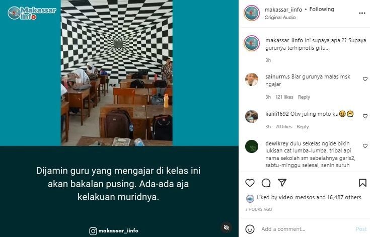 Viral Siswa Cat Tembok Kelas Jadi Begini Bikin Guru Pusing. (Instagram/@makassar_info)